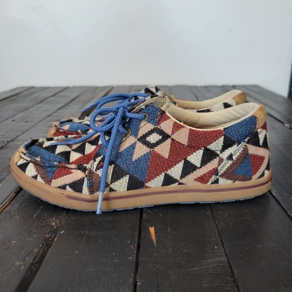 Twisted X Hooey Loper Shoes Aztec Print Red Rust Cream Blue Black Women's 7